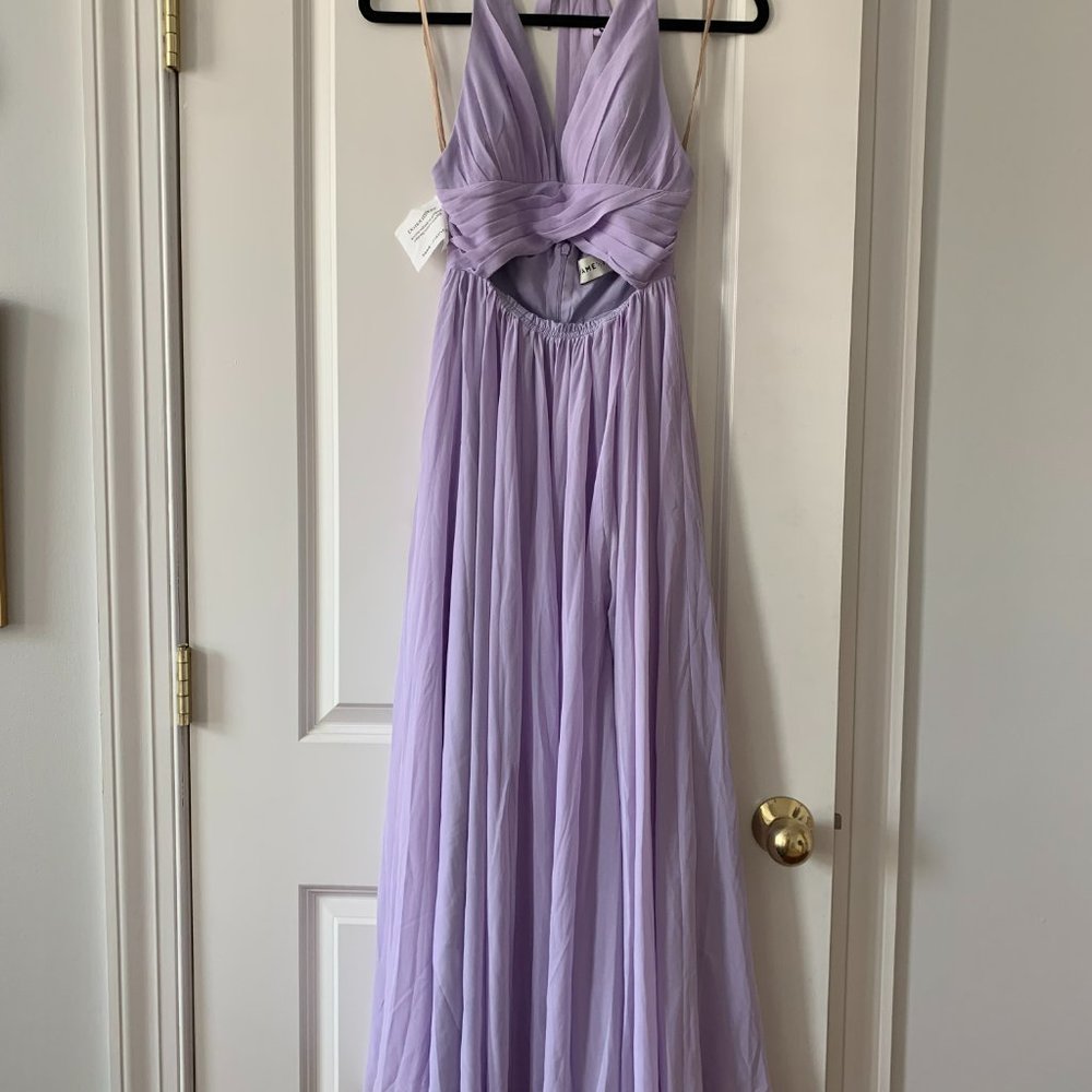 *NWT* Fame & Partners Lilac Halter Chiffon Maxi Gown
